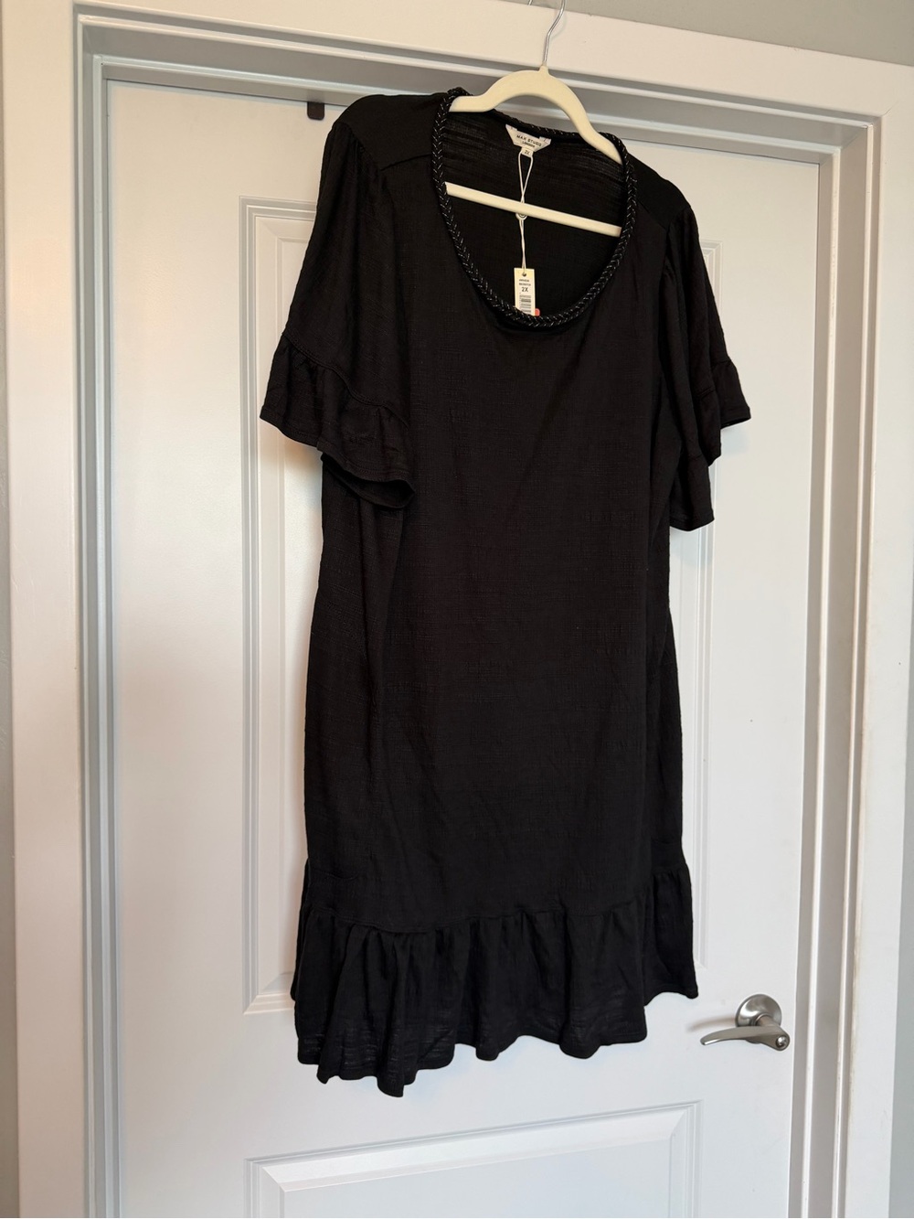 Max Studio London Black Ruffle Sleeve Dress 2X NWT $128 Plus Size